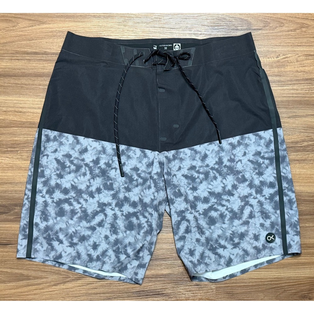 Outerknown Apex Board Shorts Kelly Slater Black Grey Tie Dye Surf Trunks Sz 30